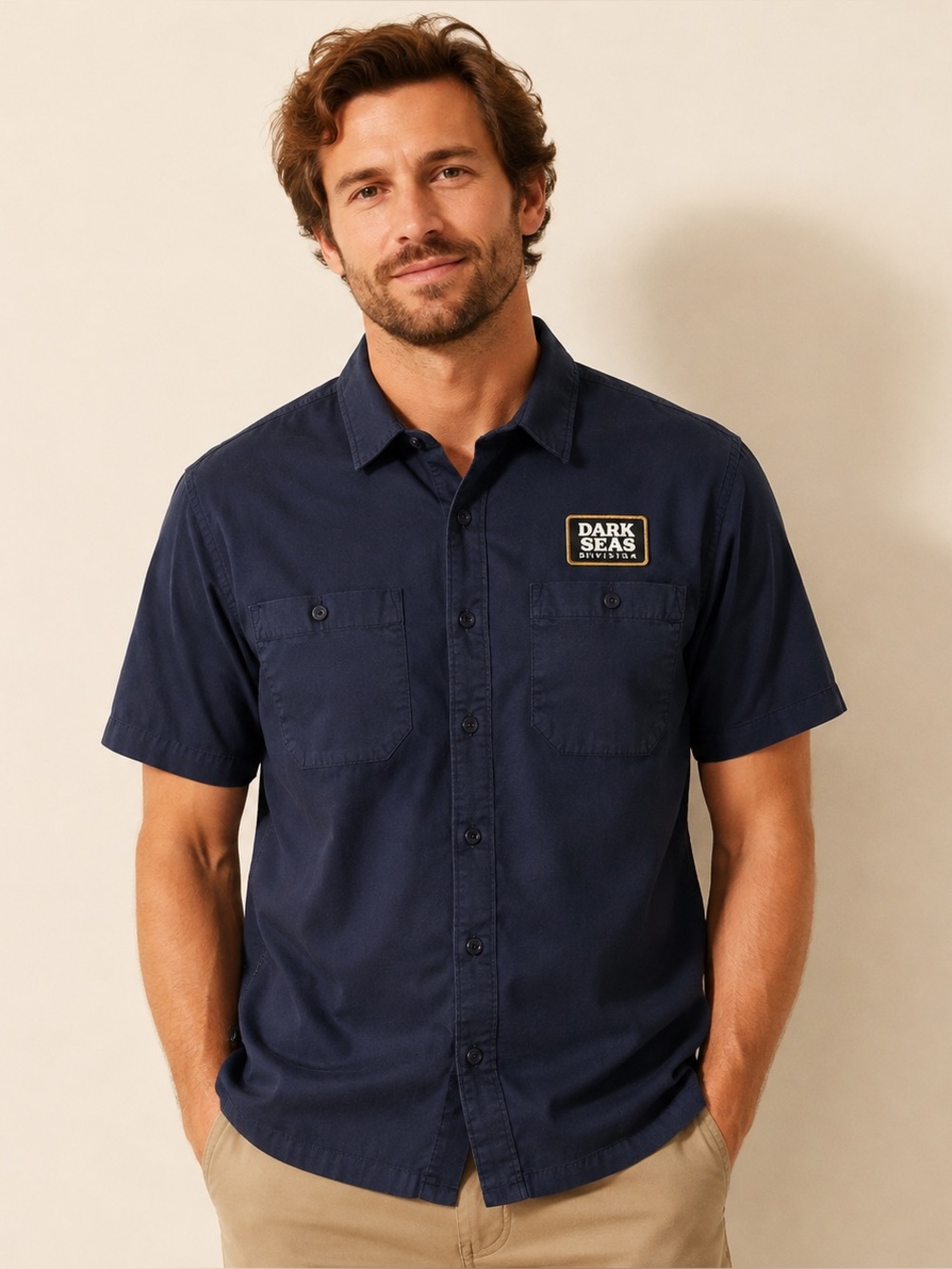 Dark Seas Men's Shirt in Navy Blue Mens Large